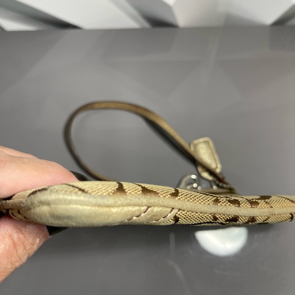 Coach Tan and Gold Signature Wristlet with Embellishments - Picture 6 of 10